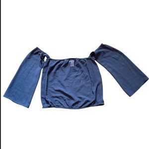 Prototype Navy Blue Off-Shoulder Top Flared Arms Size Medium